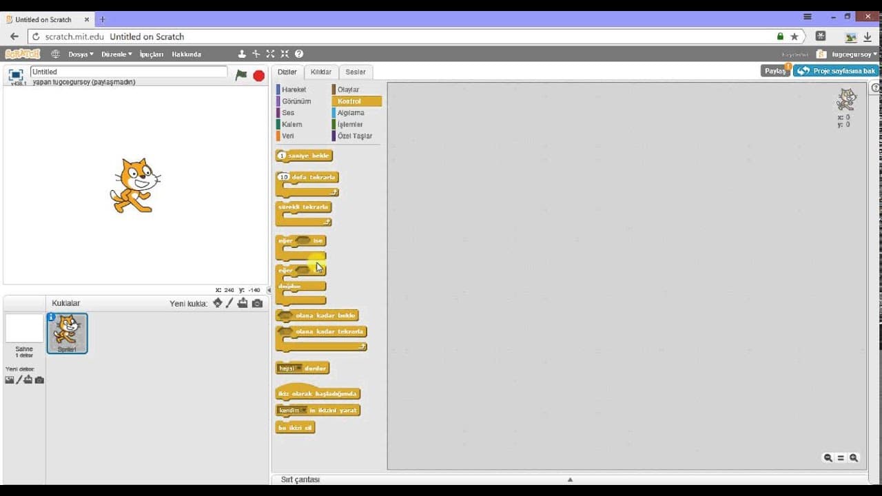 Geleceği Yazanlar (Turkcell) – Scratch 101 Eğitimi – Ders 4: Kontrol Blokları – Bölüm 1