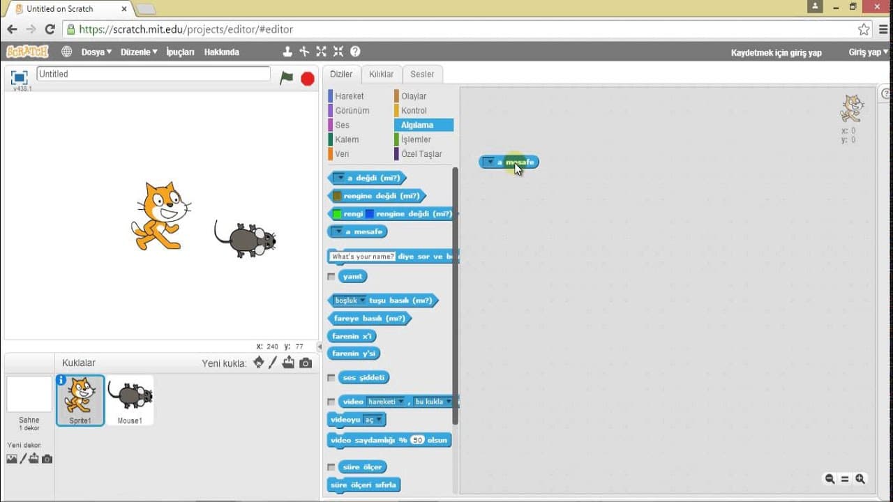 Geleceği Yazanlar (Turkcell) – Scratch 101 Eğitimi – Ders 5: Kuklalar Arasındaki Mesafeyi Ölçerek İşlemler Yapılması – Bölüm 4