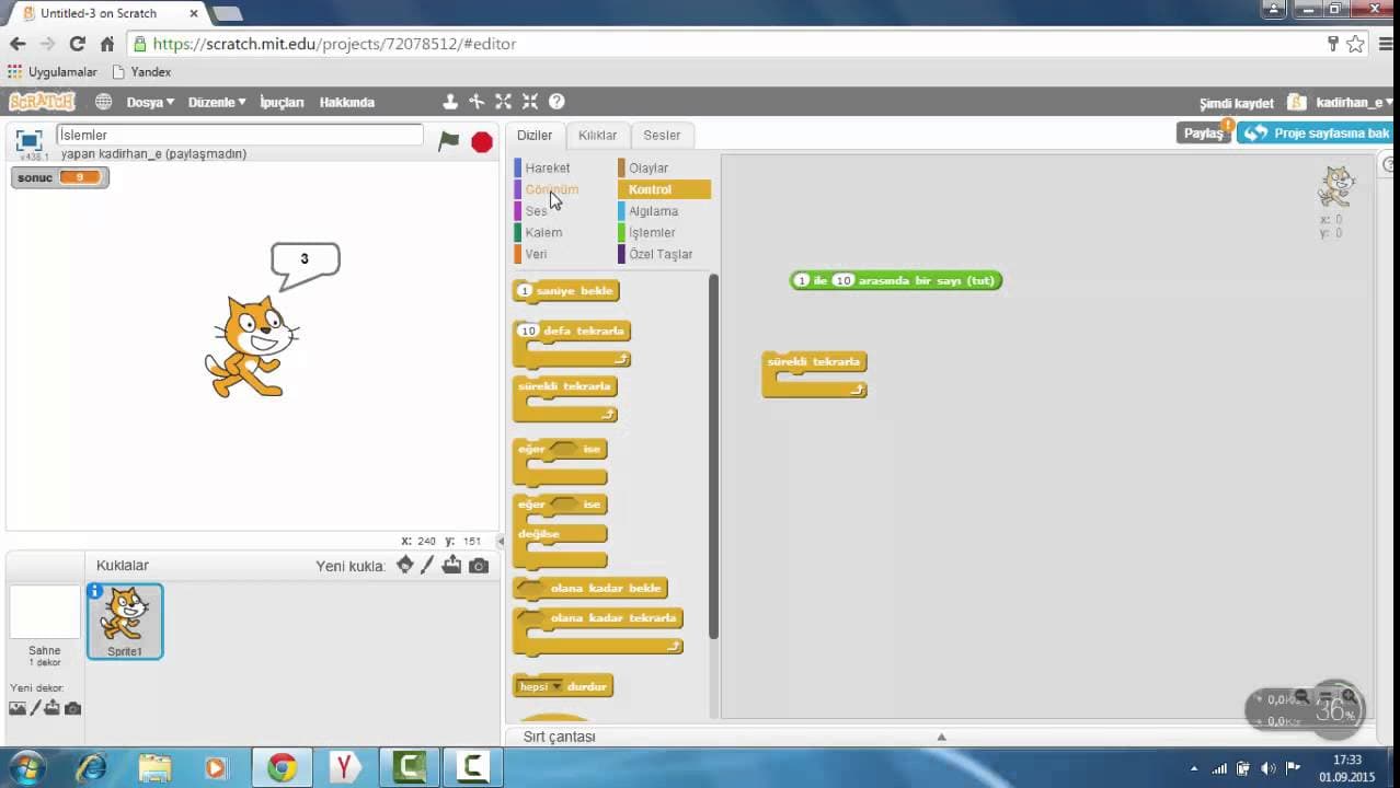 Geleceği Yazanlar (Turkcell) – Scratch 101 Eğitimi Ders 6 : İşlemler – Bölüm 2