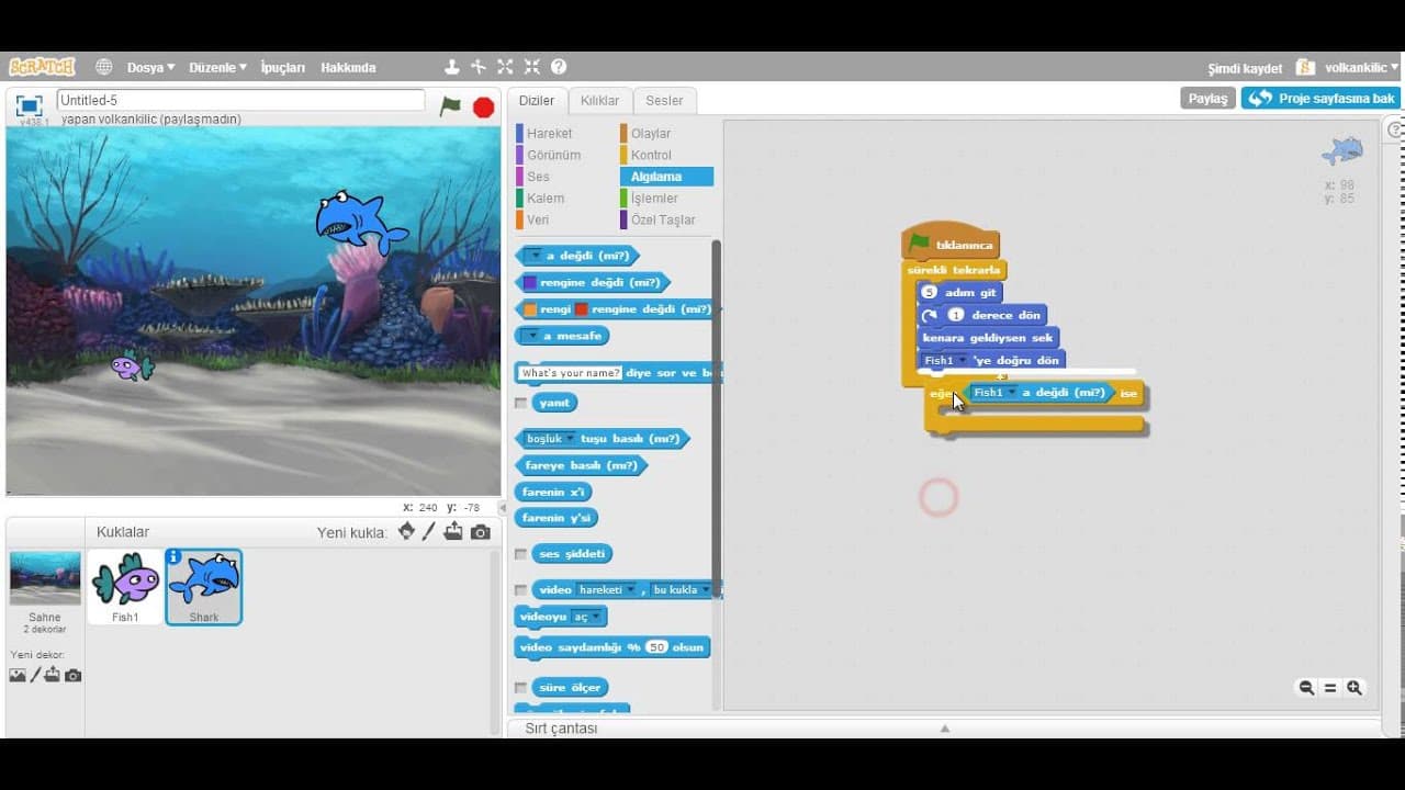 Geleceği Yazanlar (Turkcell) – Scratch 101 Eğitimi – Ders 2: Bir Objeyi Başka Bir Kılığa Sokmak – Bölüm 5