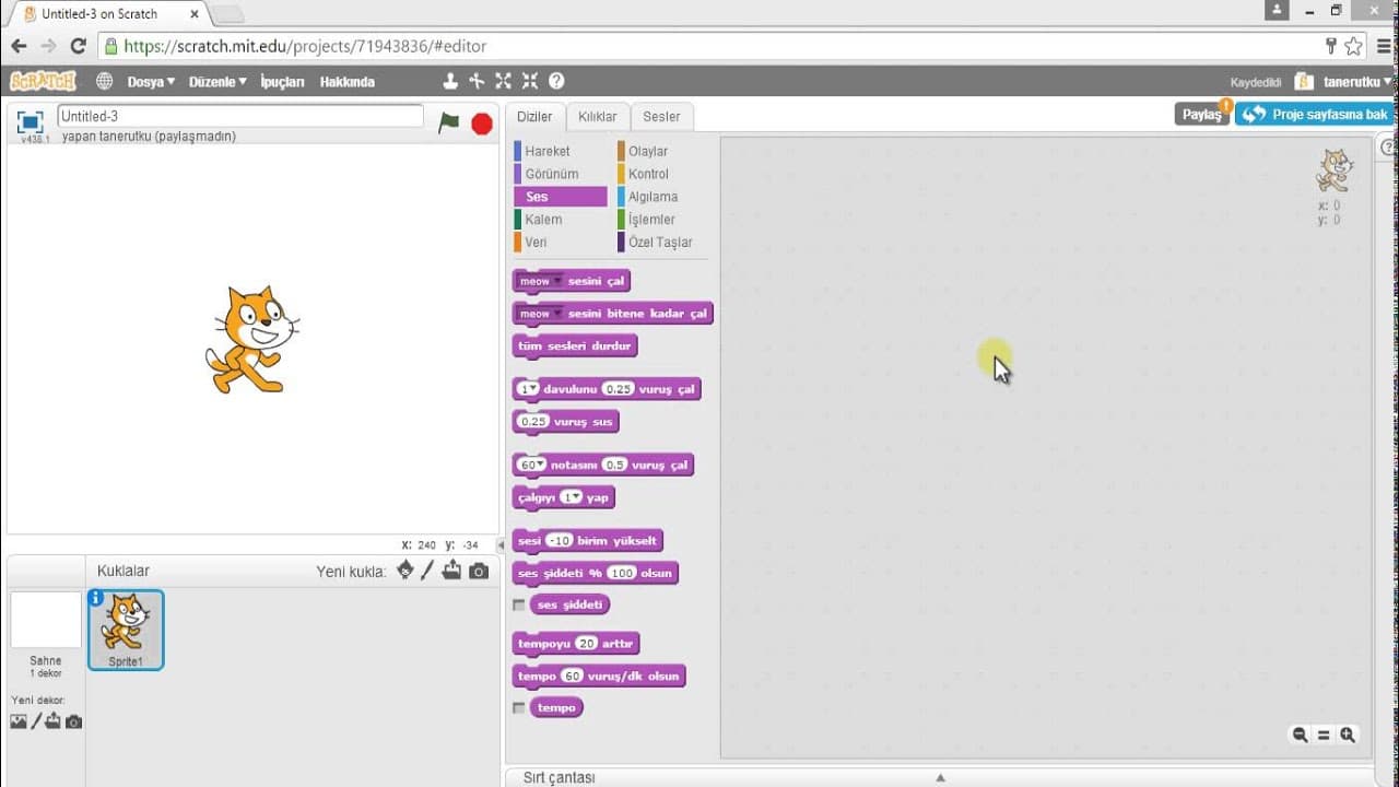 Geleceği Yazanlar (Turkcell) – Scratch 101 Eğitimi – Ders 3: Ses ve Kalem Blokları – Bölüm 1