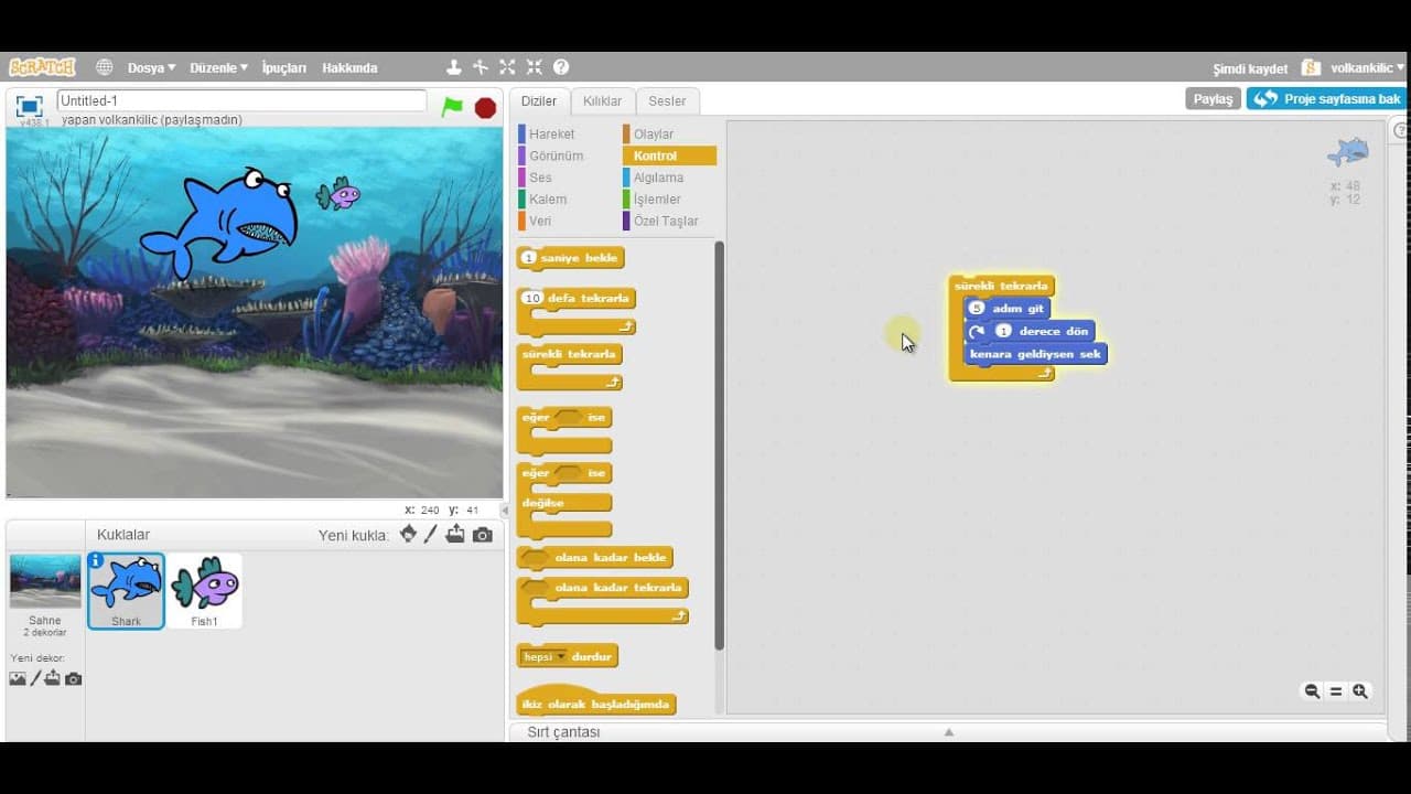 Geleceği Yazanlar (Turkcell) – Scratch 101 Eğitimi – Ders 2: Birden Fazla Objeyi Hareket Ettirme – Bölüm 4