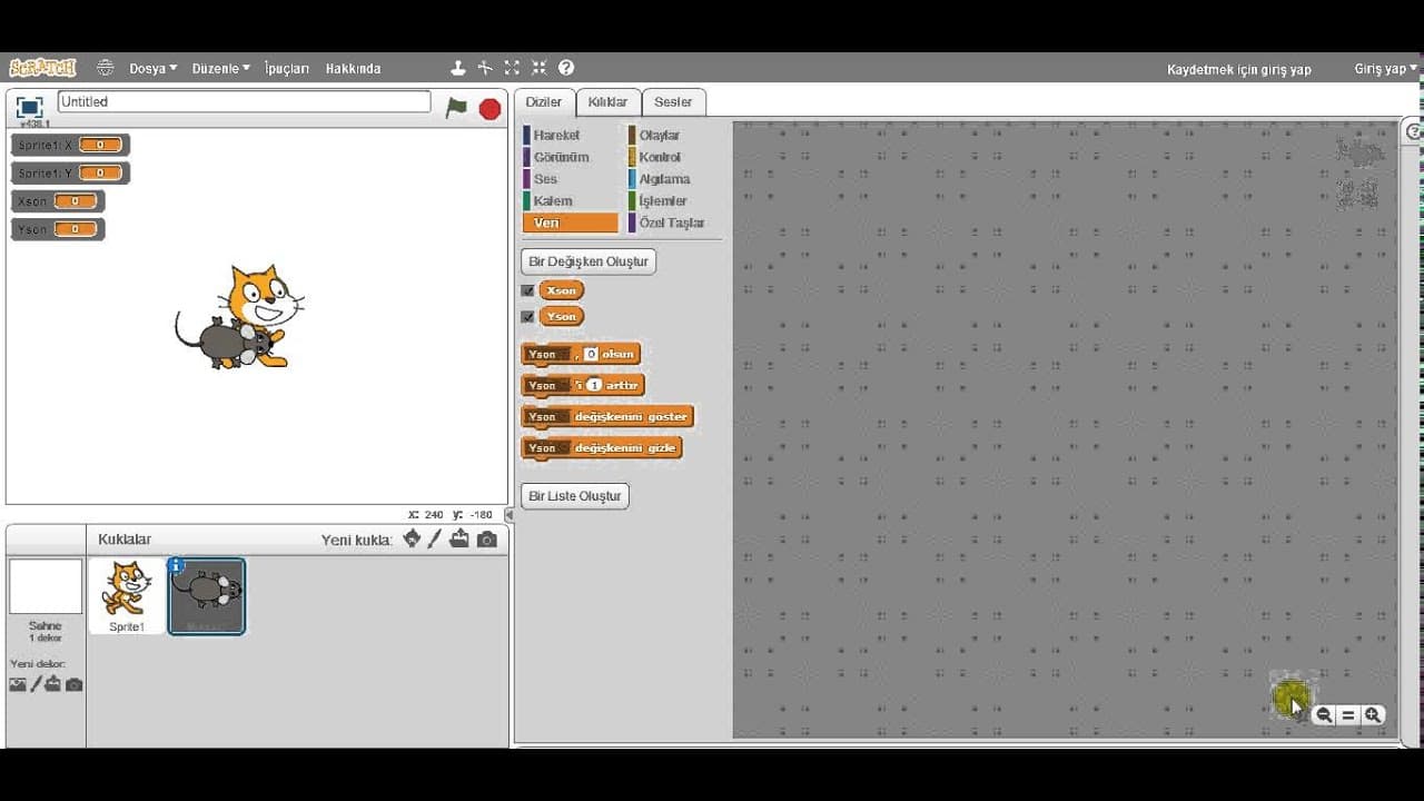 Geleceği Yazanlar (Turkcell) – Scratch 101 Eğitimi – Ders 5: Değişken Oluşturma – Bölüm 6