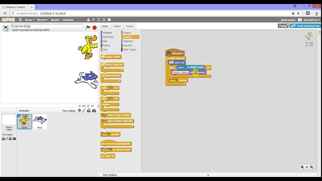 Geleceği Yazanlar (Turkcell) – Scratch 101 Eğitimi – Ders 4: Kontrol Blokları – Bölüm 6